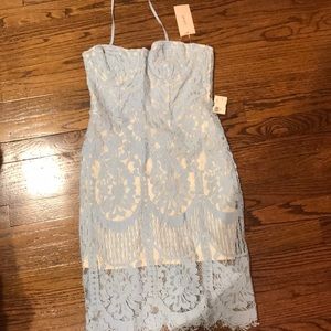 Blue lace midi dress